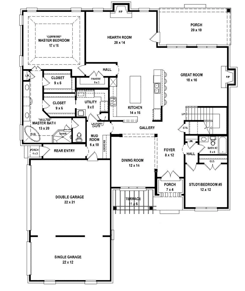 Country French House Plan First Floor - 087S-0320 - Shop House Plans and More