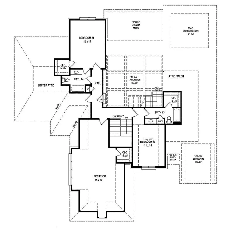 Country French House Plan Second Floor - 087S-0322 - Shop House Plans and More