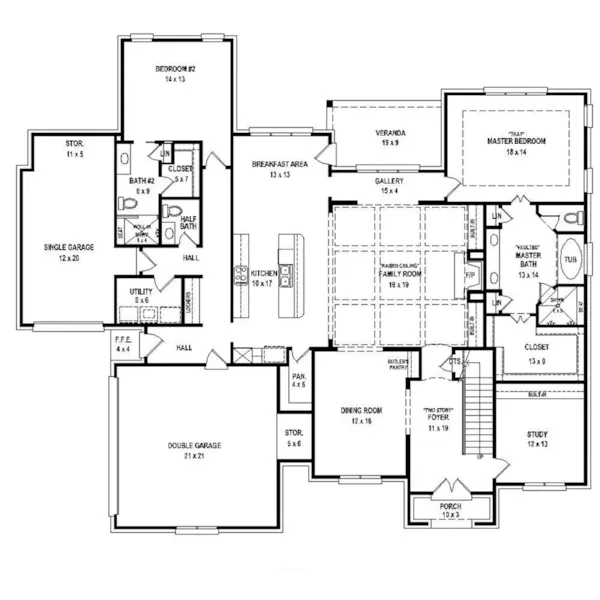 Country French House Plan First Floor - 087S-0323 - Shop House Plans and More