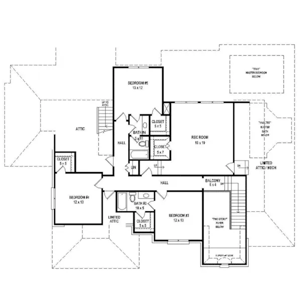 Country French House Plan Second Floor - 087S-0323 - Shop House Plans and More