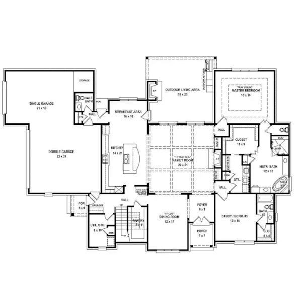 Rustic House Plan First Floor - 087S-0324 - Shop House Plans and More