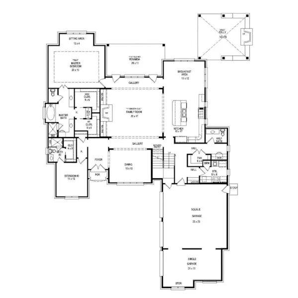 Country French House Plan First Floor - 087S-0325 - Shop House Plans and More