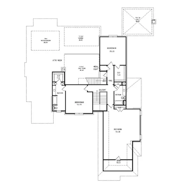 Country French House Plan Second Floor - 087S-0325 - Shop House Plans and More