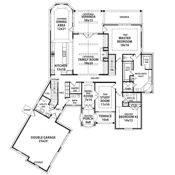 Country House Plan First Floor - Godwin Lane Craftsman Home 087S-0331 - Shop House Plans and More