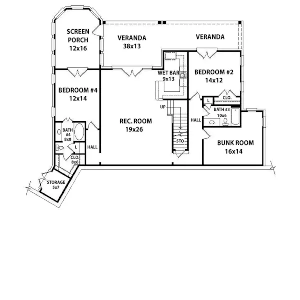 Country House Plan Lower Level Floor - Godwin Lane Craftsman Home 087S-0331 - Shop House Plans and More