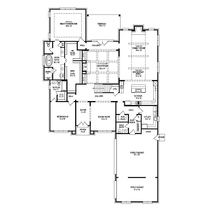 European House Plan First Floor - 087S-0336 - Shop House Plans and More