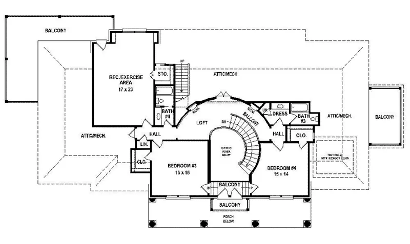 Colonial House Plan Second Floor - 087S-0341 - Shop House Plans and More