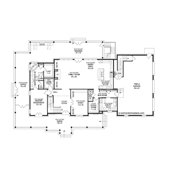 Georgian House Plan First Floor - 087S-0352 - Shop House Plans and More