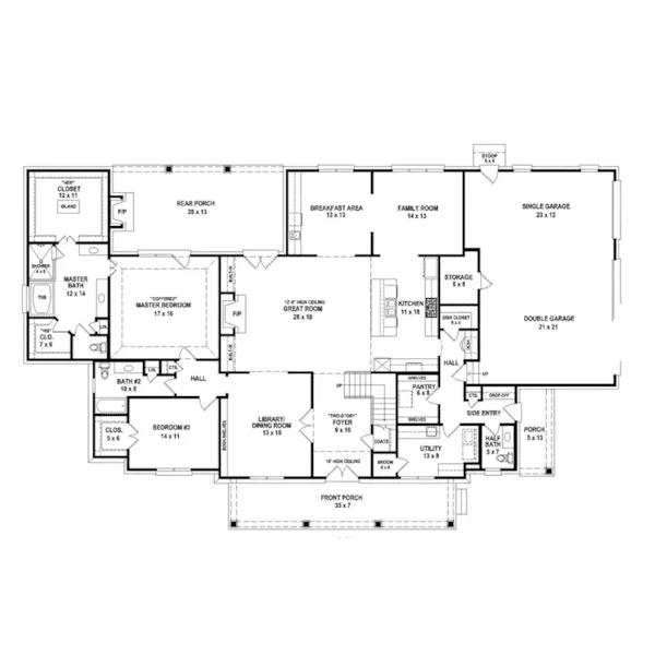 Early American House Plan First Floor - 087S-0368 - Shop House Plans and More