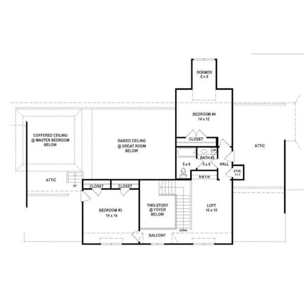 Early American House Plan Second Floor - 087S-0368 - Shop House Plans and More