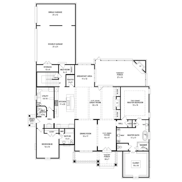 Craftsman House Plan First Floor - 087S-0369 - Shop House Plans and More