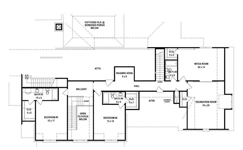 Plantation House Plan Second Floor - 087S-0370 - Shop House Plans and More