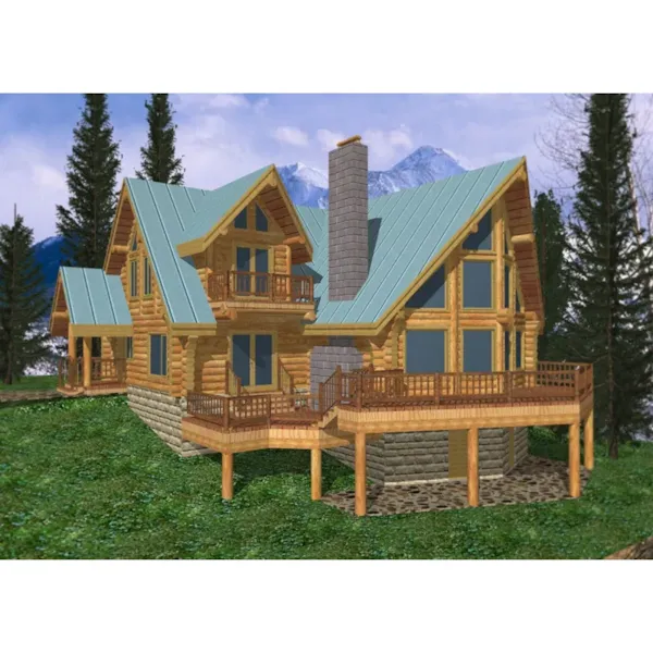 Multi-Level A-Frame Log Home With Large Outdoor Deck