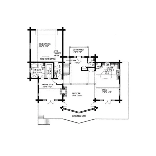 Rustic House Plan First Floor - Durango Manor Luxury Log Home 088D-0004 - Search House Plans and More