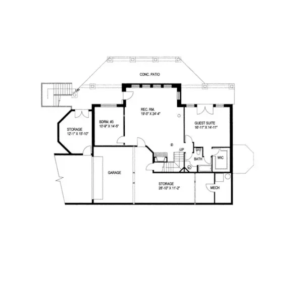 Lake House Plan Lower Level Floor - Lofty Point Rustic A-Frame Home 088D-0005 - Shop House Plans and More