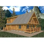 A-Frame Style Log Cabin House With Outdoor Balcony