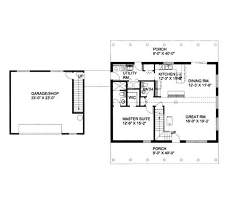Country House Plan First Floor - River Bluff Rustic Country Home 088D-0008 - Shop House Plans and More