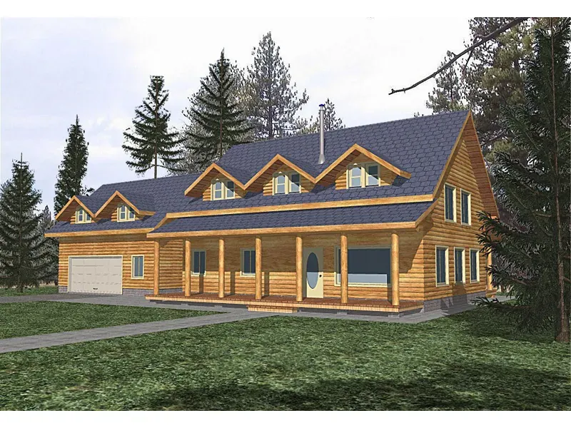 Mountain House Plan Front of Home - River Bluff Rustic Country Home 088D-0008 - Shop House Plans and More