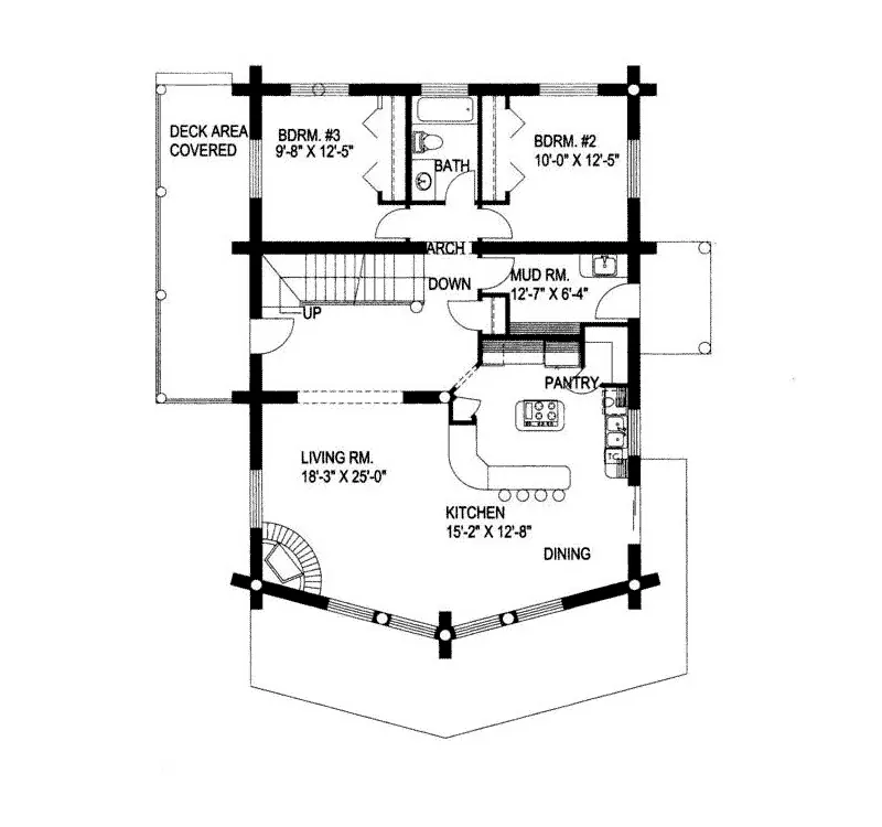 Modern House Plan First Floor - Reindeer Run Mountain Home 088D-0012 - Shop House Plans and More