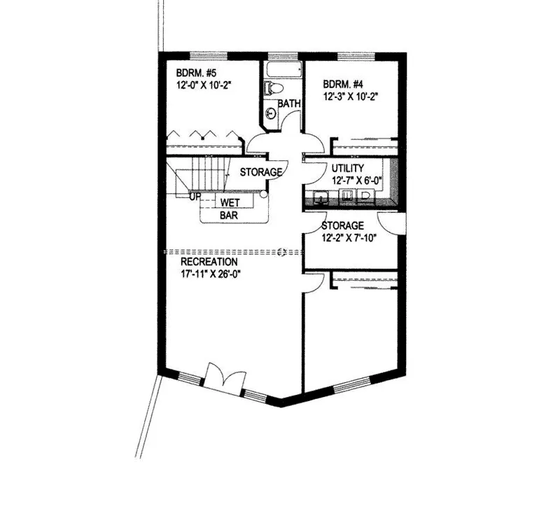 Modern House Plan Lower Level Floor - Reindeer Run Mountain Home 088D-0012 - Shop House Plans and More