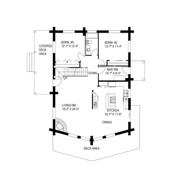 A-Frame House Plan First Floor - Rider Trail Rustic Home 088D-0013 - Shop House Plans and More