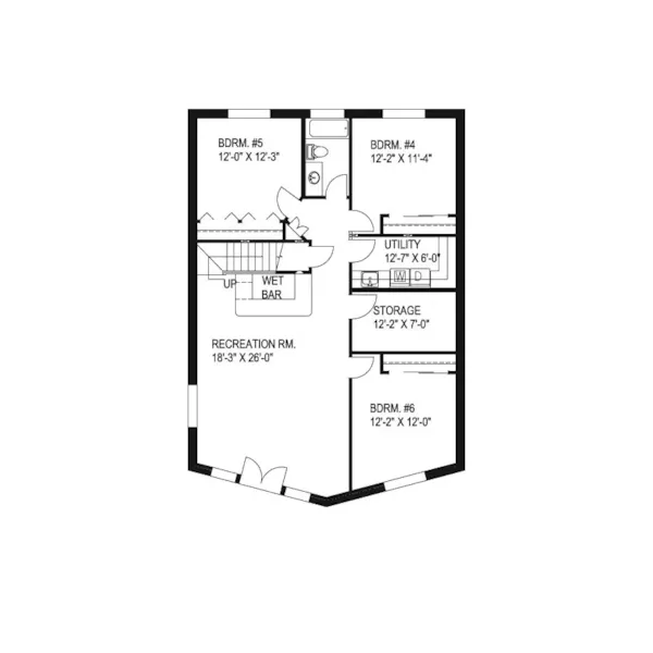 A-Frame House Plan Lower Level Floor - Rider Trail Rustic Home 088D-0013 - Shop House Plans and More