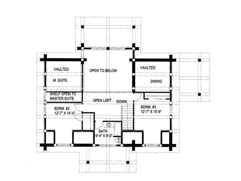 Bungalow House Plan Second Floor - Elk Ridge Rustic Log Home 088D-0023 - Search House Plans and More