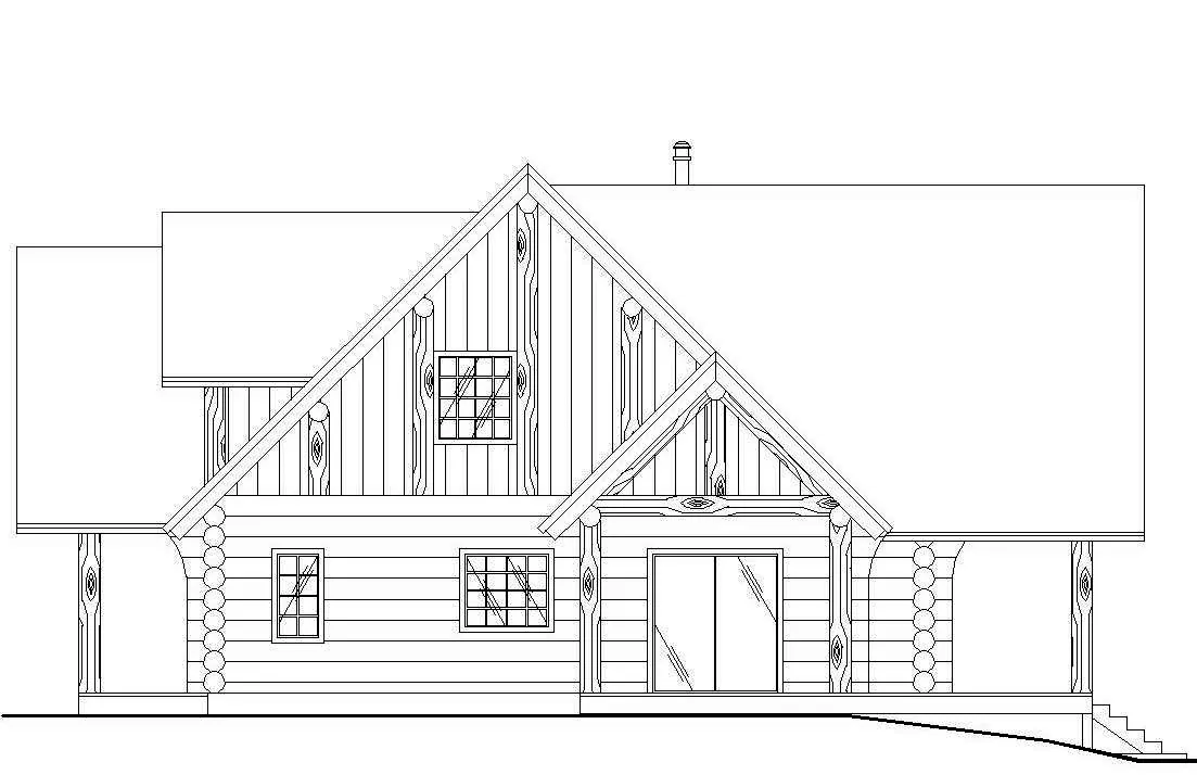 Country House Plan Right Elevation - Elk Ridge Rustic Log Home 088D-0023 - Search House Plans and More