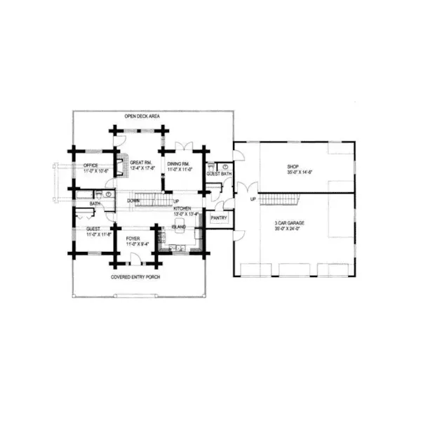 Luxury House Plan First Floor - Blase Hill Log Cabin Home 088D-0024 - Search House Plans and More