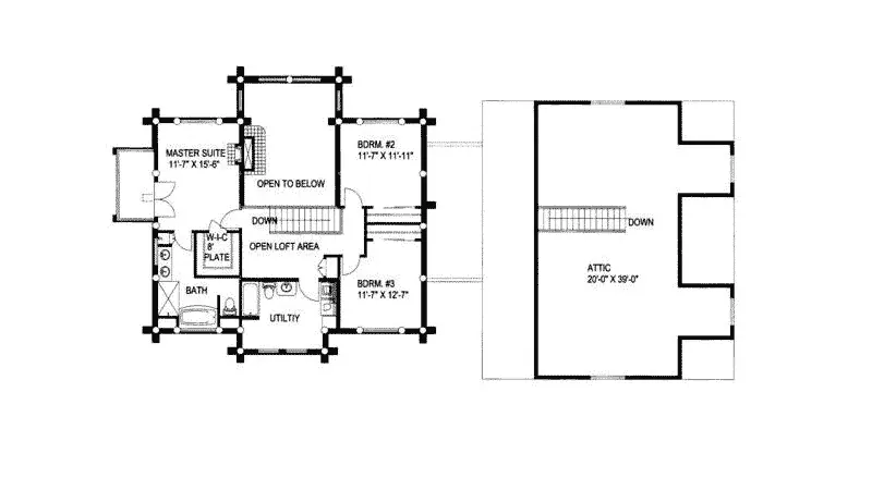 Waterfront House Plan Second Floor - Blase Hill Log Cabin Home 088D-0024 - Search House Plans and More
