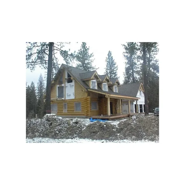 Country Log Cabin Style Home With Triple Dormers And Covered Front Porch