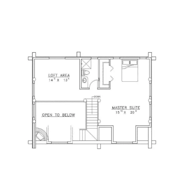 Acadian House Plan Second Floor - Stors Mill Log Cabin Home 088D-0025 - Shop House Plans and More