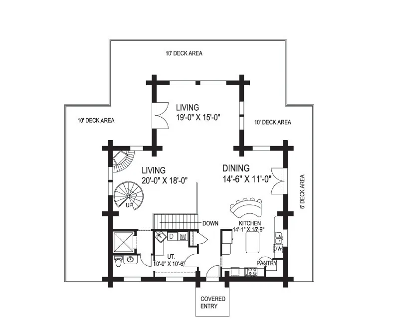 Log Cabin House Plan First Floor - Northridge Hills Log Home 088D-0026 - Shop House Plans and More