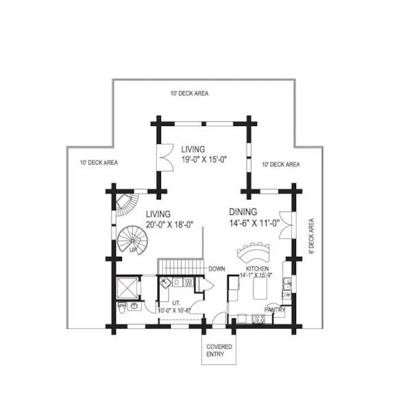 Rustic House Plan First Floor - Northridge Hills Log Home 088D-0026 - Shop House Plans and More