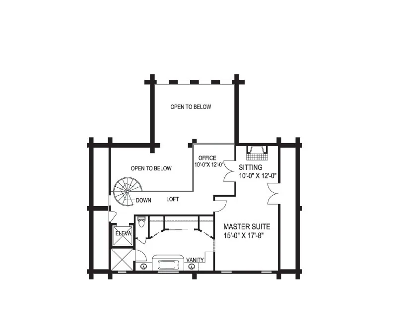 Log Cabin House Plan Second Floor - Northridge Hills Log Home 088D-0026 - Shop House Plans and More