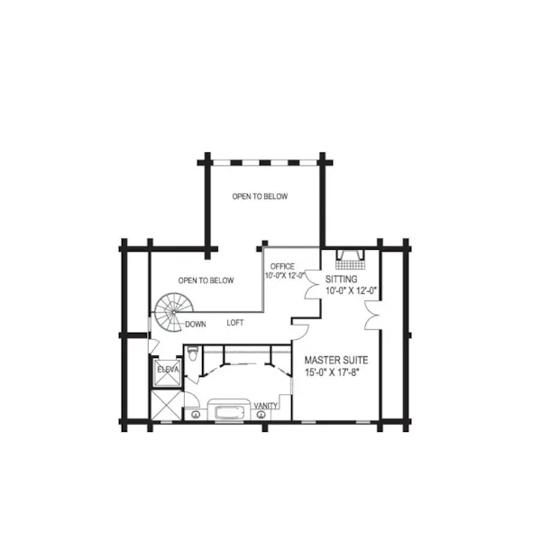 Rustic House Plan Second Floor - Northridge Hills Log Home 088D-0026 - Shop House Plans and More