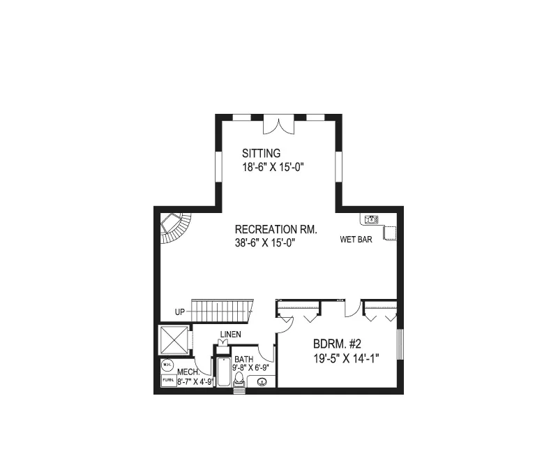 Log Cabin House Plan Lower Level Floor - Northridge Hills Log Home 088D-0026 - Shop House Plans and More