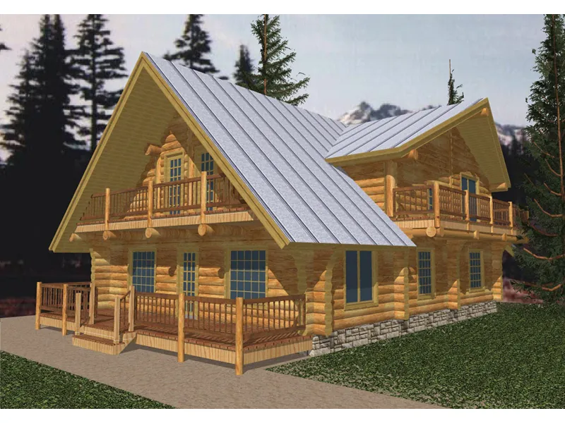 Log Cabin House Plan Front of Home - Corwood Rustic Lake Home 088D-0031 - Search House Plans and More