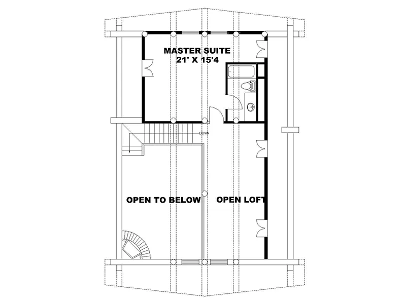 Mountain House Plan Second Floor - Potter Junction Log Home 088D-0034 - Shop House Plans and More
