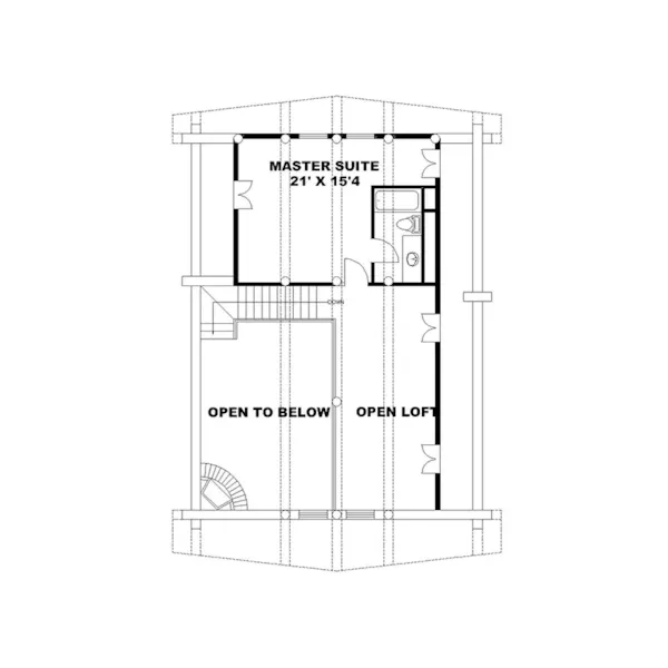 Contemporary House Plan Second Floor - Potter Junction Log Home 088D-0034 - Shop House Plans and More