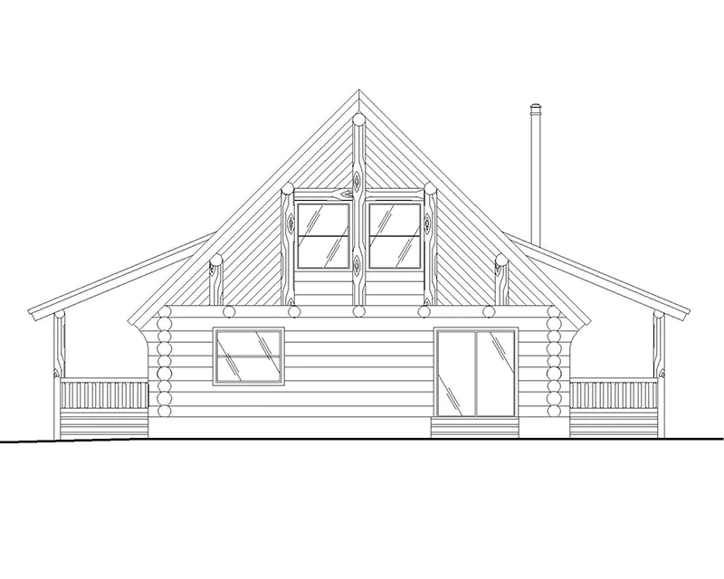 Mountain House Plan Left Elevation - Potter Junction Log Home 088D-0034 - Shop House Plans and More