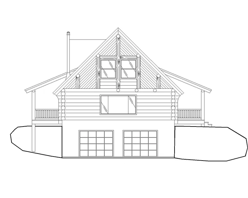 Mountain House Plan Right Elevation - Potter Junction Log Home 088D-0034 - Shop House Plans and More