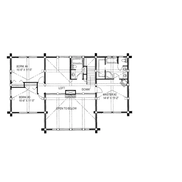 Luxury House Plan Second Floor - Charter Crest Rustic Log Home 088D-0035 - Search House Plans and More