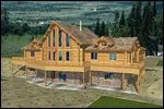 Lake House Plan Front of Home - Riley Bluff Luxury Log Home 088D-0038 - Shop House Plans and More