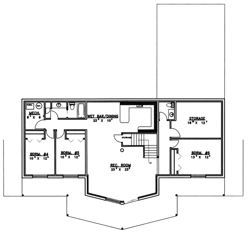 Log Cabin House Plan Lower Level Floor - Riley Bluff Luxury Log Home 088D-0038 - Shop House Plans and More