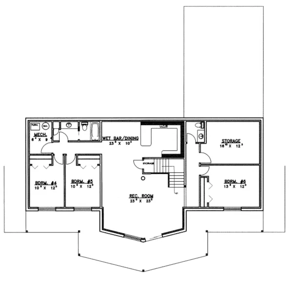 Modern House Plan Lower Level Floor - Riley Bluff Luxury Log Home 088D-0038 - Shop House Plans and More