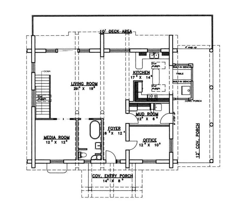 Contemporary House Plan First Floor - Timberway Rustic Log Home 088D-0039 - Shop House Plans and More