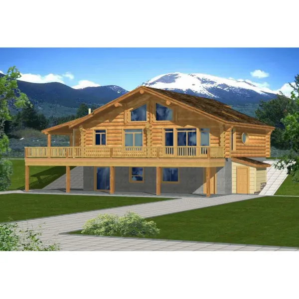 Lake House Plan Front of Home - Timberway Rustic Log Home 088D-0039 - Shop House Plans and More