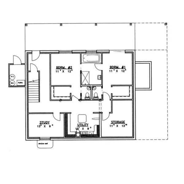 Lake House Plan Lower Level Floor - Timberway Rustic Log Home 088D-0039 - Shop House Plans and More