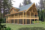 Rustic Raised Log Home With Wrap-Around Covered Porch